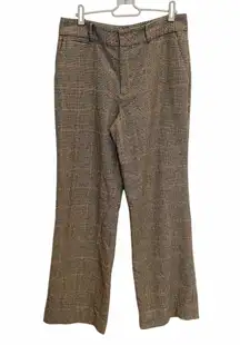 LAUREN  Trouser Pants Brown Plaid Houndstooth Wool Angora Size 8