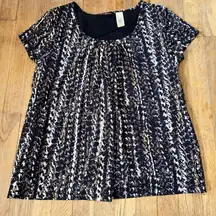 Women's Multicolored Business/Casual Short Sleeve Lined Blouse‎ Size L