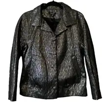 Timeless Naeem‎ Khan Metallic Jacket Crinkle Shiny  NWT XS Black Silver NK4249