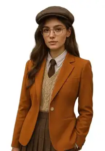 Adrienne Vittadini Brown Single-button Notched Lapel Blazer Jacket 4