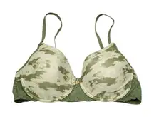 Natori Bliss Perfection Comfort Contour Underwire Bra Green 34C Sage Camo 721154
