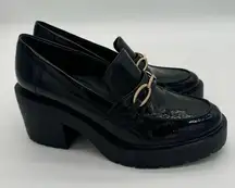 Franco Sarto Black Desma Platform Preppy Academia Loafers 10