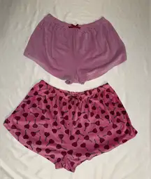 Valentine’s Day Pink and Cherry Print Pajama Shorts Bundle Size 2X