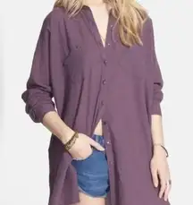 Free People  Purple Oversized Love Her Madly boyfriend Button Up Shirt