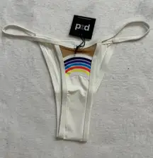 Pacific & Driftwood Taste the Rainbow Bikini Bottom White Womans Large NWT