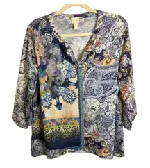 Chico's Blouse Women's Size Large Paisley Lightweight Office Business Chicos 2‎