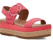 UGG April Espadrille Platform Sandal Suede Shoes Size 11 NWT Barbie Core