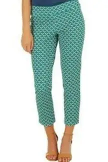 Mud Pie Sandra blue green geo ankle pants size small