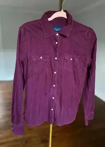 American Eagle Corduroy Button Shirt Shacket Cozy Winter Scandi Indie Western