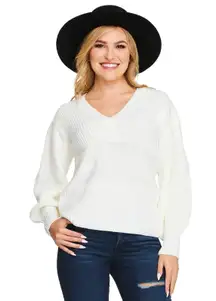 Gardenia Elmira V-Neck Ribbed Sweater 2x Juniors