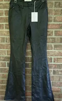 KanCan Black Boot Cut Flare Faux Leather Pants