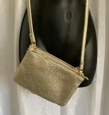 Gold Metallic PLeather Crossbody Purse