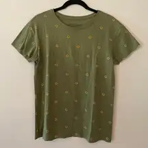 Life Is Good Green Sunflower Crusher-Lite Tee T-Shirt Allover Women's size Small