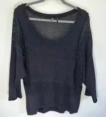 GUESS Women's‎ Black Sheer Open Knit Pullover Sweater Size Large