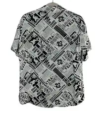 Self Esteem Black & White Newspaper Button Down
Top(Size Large)