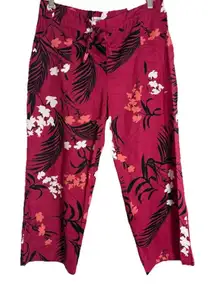 Liz Claiborne Red Bud‎ Tropical Pull On Pants Size M Comfort Summer Resort Wear