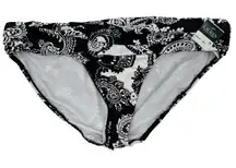 Lauren Ralph Lauren Bikini Bottoms SZ12 Swim NWT Deauville Paisley Hipster B&W