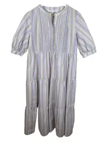 English Factory Dress Womens Sz S Prairie Midi Tiered Cottage Cotton Pastel