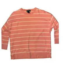 Ralph Lauren salmon pink striped crew neck sweatshirt size medium women's