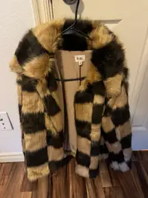 Fur Checkered Coat 