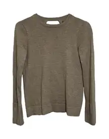 BCBG MaxAzria “Turner” Sweater 100% Merino Tan Wool Open Back Long Sleeves S