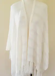 NY&CO shadow stripe fringed shawl one size