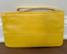 Banana Republic Cow Leather Hand Purse Clutch Wristlet Wallet Yellow