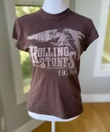 Vintage Rolling Stones Graphic Concert Tee Brown Tiny Tee Baby Tee Shirt Sz M