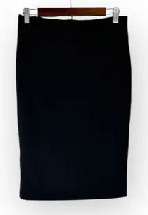 Jean Paul Gaultier Femme Pencil Skirt Women's 6 Black Wool Silk Knee Length Slit