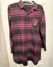 Lauren Women's Ralph Lauren Plaid Flannel Embroidered Sleepshirt