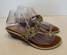 Yellow Box Sandals Platino Flatform Toe Post‎ Glitter Rhinestones Wedding Size 8