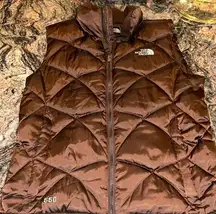 The North Face Vintage  Brown Puffer Vest Goose Down Nuptse 550 Women’s Size M