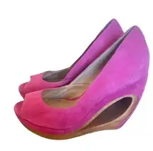 Corso Como pink suede wedge cutout platform heel 10