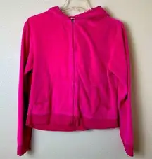 Victoria’s Secret Medium Hoodie Velour Fuscia Pink Sweatshirt Full Zip blank