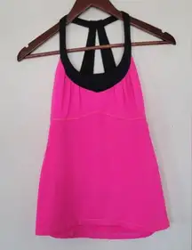 Lululemon  Scoop Me Up II Racer Back Tank Top Raspberry Pink and Black 6