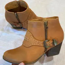 Anthropologie Stivali Maipore Western Ankle Boots Brune 37/ US‎ 6.5/7