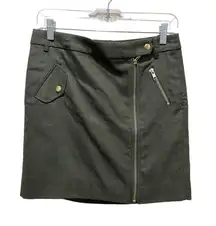 J.Crew Olive Green Wool Blend Mini Moto Military Skirt Women’s Size 0