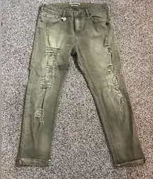 Maison Scotch La Femme Salon Marie Depuis 1977 Femme Retro Ripped Olive Jeans 27