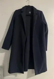 Zara Women's Elegant Navy Trench Coat Navy blue