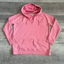 Victorias Secret V Neck Hoodie Sweatshirt Womens L Pink Raglan Sleeves Spellout