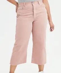 American Eagle  Pink Button Fly Wide Leg Crop Jeans