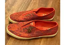 Taylor Swift x Keds Red Lace Overlay w/ Guitar Pick Charm Size 7.5 EUC!!!