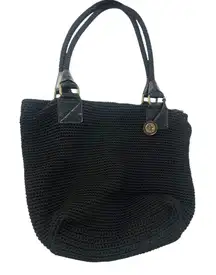 The Sak. Knit Purse Bag Shoulder Large Crochet Black  Faye Tote