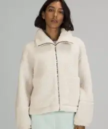 Lululemon White Opal Cinchable Fleece Zip-Up Sherpa Teddy Funnel Neck Jacket