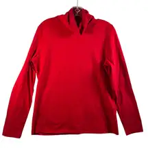 Talbots Womens Red Long Sleeve Turtleneck Tee Shirt Top L Cotton Spandex