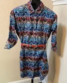 Panhandle Rough Stock western print pearl snap dress sz Large