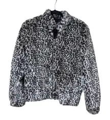 Vigoss Leopard Print Bomber Jacket faux fur size small
