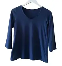 Nautica Navy Sleepwear V-Neck Long Sleeves Cozy Soft Pajama Top SZ Small # 1370