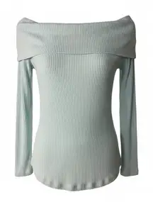 Final Touch Off-Shoulder Sweater in Light Blue