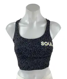 Lululemon Black Sleeveless Abstract Crossback Strappy Sports Bra Crop Top Size 6